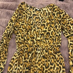 ASOS Leopard Print Swim Coverup - Yellow and Black